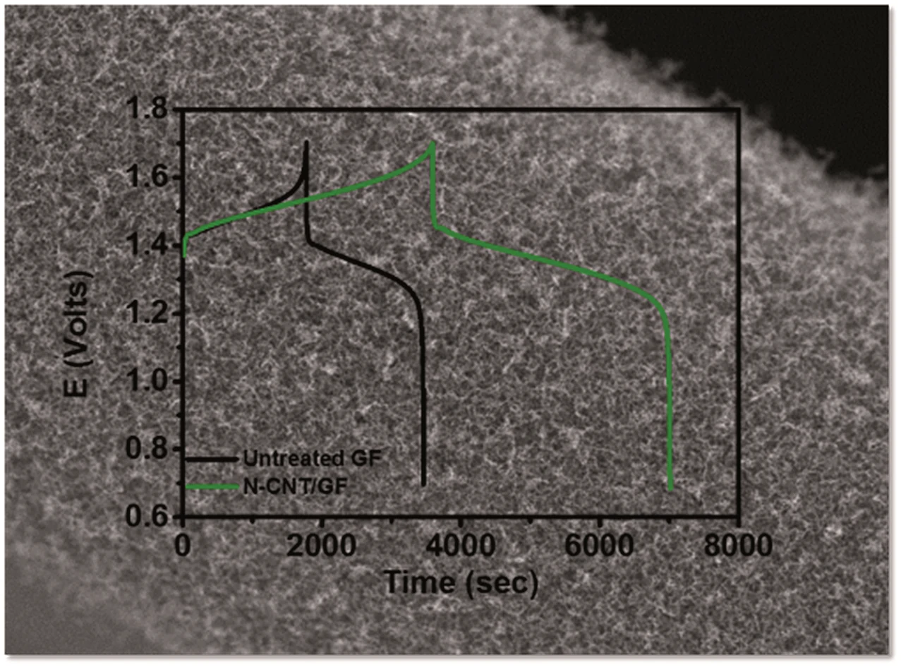High efficiency of bamboo-like carbon nanotubes on functionalized graphite felt as electrode in vanadium redox flow battery